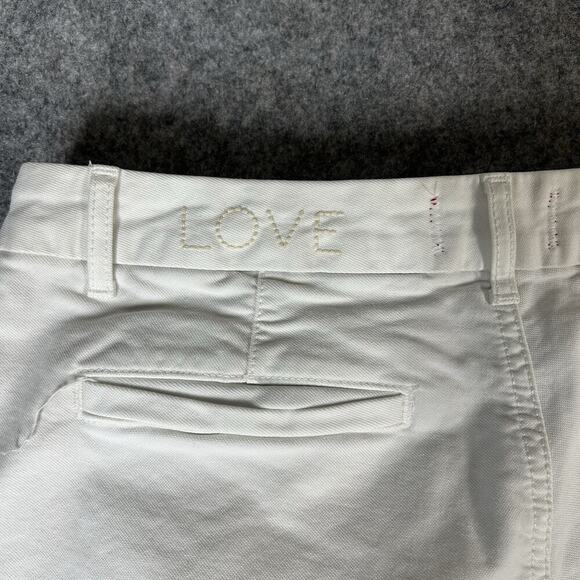 Sundry Le Soleil White Raw Hem Chinos Pants Women’s 31 Side Red Stripes Detail - Picture 13 of 13